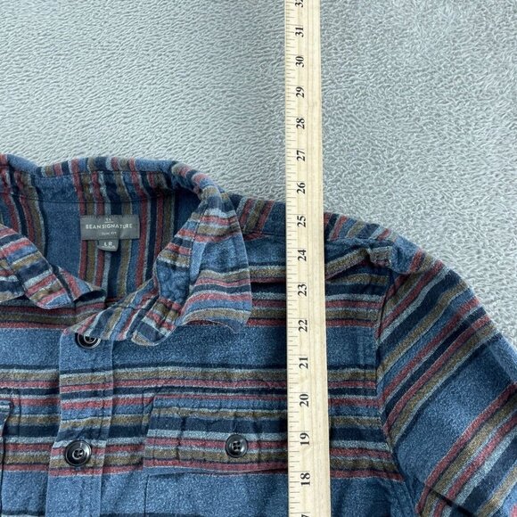 Bean Signature Mens Slim Fit Long Sleeve Shirt 100% Cotton Blue Size L 1973 - Picture 6 of 8